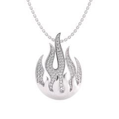 5/8 CT. Natural Round Diamond Studded Fire Flame Designer Pendant