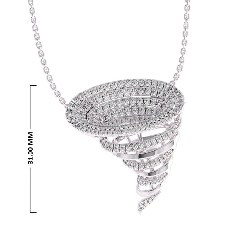 1 1/4 CT. Lab Created Round Diamond Studded Tornado Twist Designer Pendant