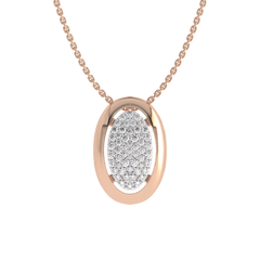 3/4 CT. Lab Created Round Diamond Studded Cluster Oval Pendant