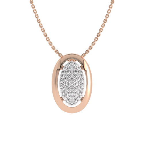 3/4 CT. Lab Created Round Diamond Studded Cluster Oval Pendant