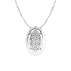 3/4 CT. Lab Created Round Diamond Studded Cluster Oval Pendant