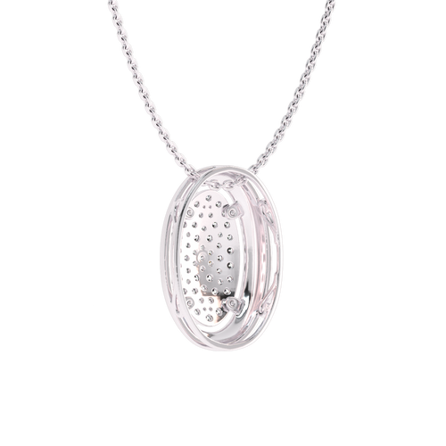 3/4 CT. Lab Created Round Diamond Studded Cluster Oval Pendant
