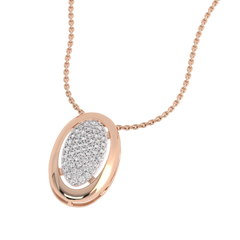 3/4 CT. Lab Created Round Diamond Studded Cluster Oval Pendant