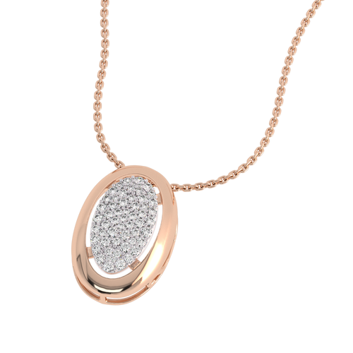3/4 CT. Lab Created Round Diamond Studded Cluster Oval Pendant