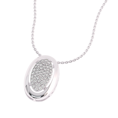 3/4 CT. Lab Created Round Diamond Studded Cluster Oval Pendant