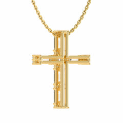 3/4 CT. Lab Created Round Princess and Criss Cut Diamond Studded Classic Cross Pendant