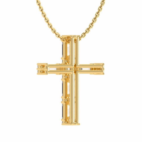 3/4 CT. Lab Created Round Princess and Criss Cut Diamond Studded Classic Cross Pendant