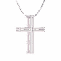 3/4 CT. Lab Created Round Princess and Criss Cut Diamond Studded Classic Cross Pendant