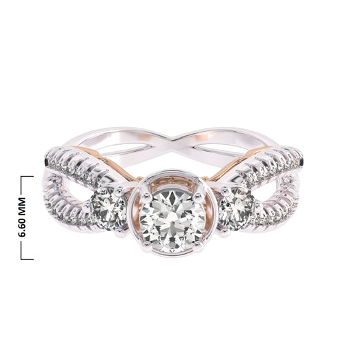 3/4 CT Infinity Twist Three Stone Lab Created Diamond Engagement Ring