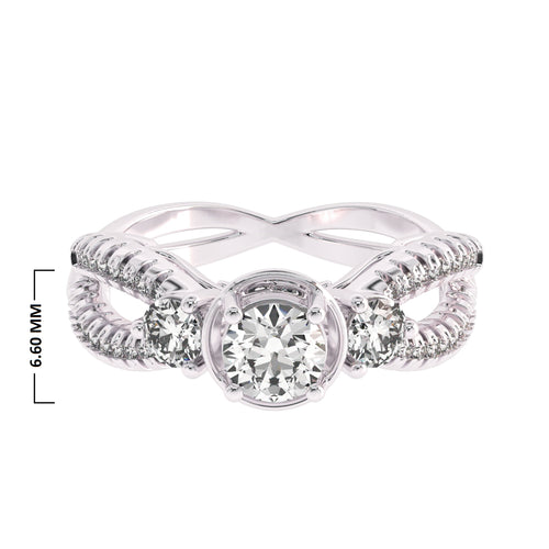 5/8 CT. Three Stone Style Two Tone Lab Created Diamond Engagement Ring