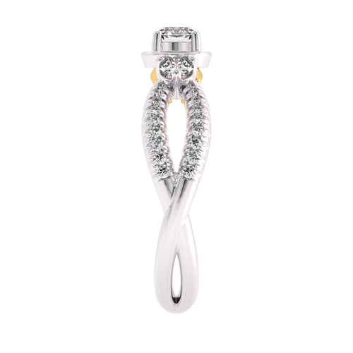 5/8 CT. Three Stone Style Two Tone Lab Created Diamond Engagement Ring