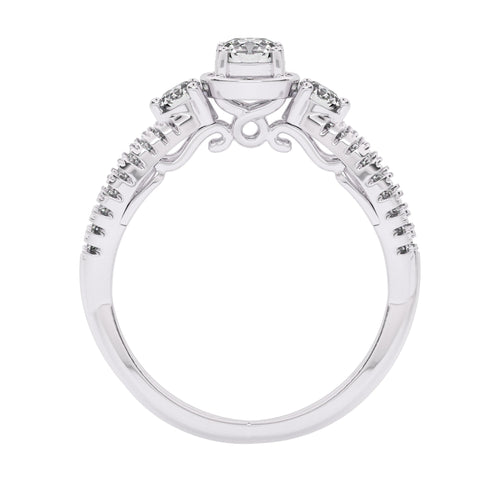 5/8 CT. Three Stone Style Two Tone Lab Created Diamond Engagement Ring