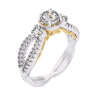 5/8 CT. Three Stone Style Two Tone Lab Created Diamond Engagement Ring