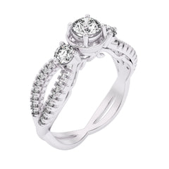5/8 CT. Three Stone Style Two Tone Lab Created Diamond Engagement Ring