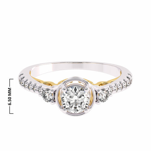 5/8  CT. Three stone style Two Tone Engagement Ring