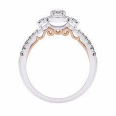 5/8  CT. Three stone style Two Tone Engagement Ring