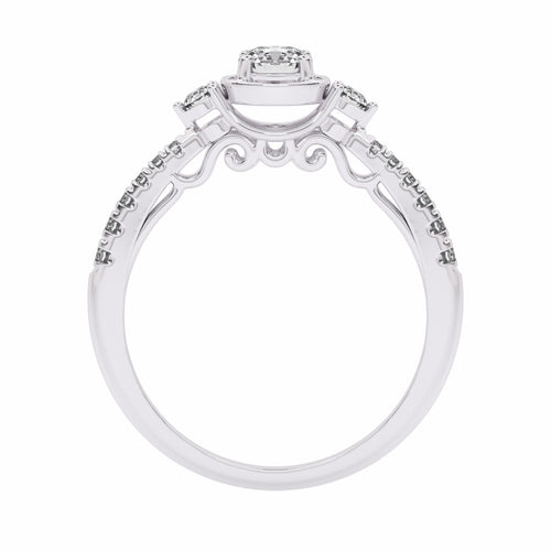 5/8  CT. Three stone style Two Tone Engagement Ring