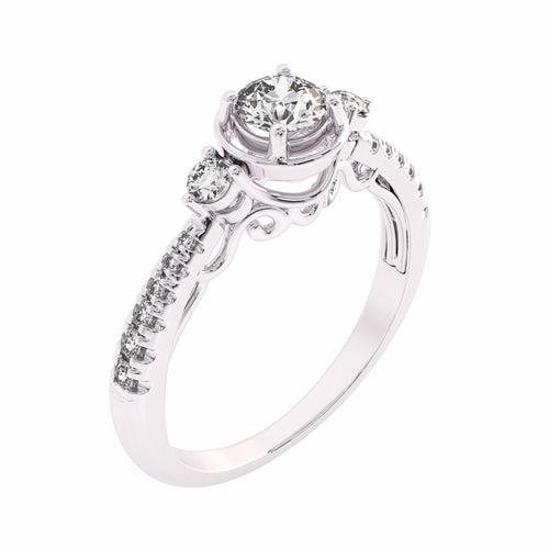 5/8  CT. Three stone style Two Tone Engagement Ring
