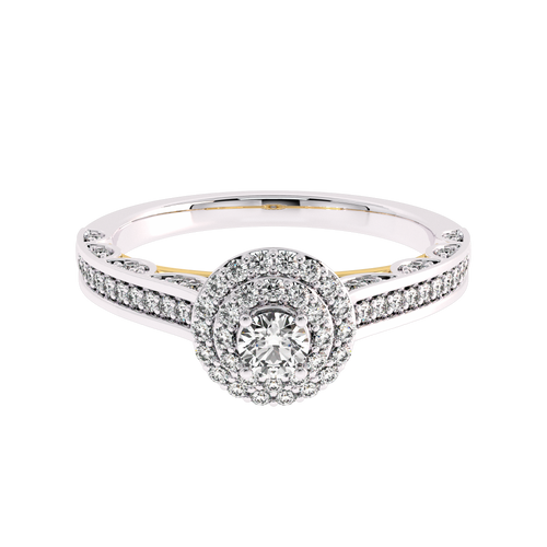 1/2 CT Round Lab Created Diamond Double Halo Engagement Ring