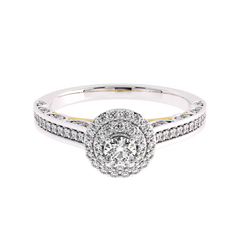 1 CT Round Lab Created Diamond Split Shank Halo Engagement Ring