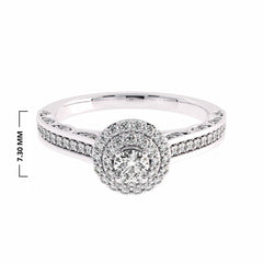 1/2 CT Round Diamond Double Halo Engagement Ring