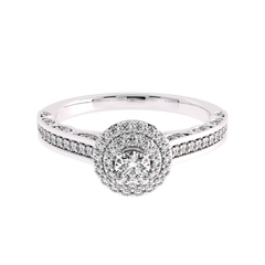 1/2 CT Round Lab Created Diamond Double Halo Engagement Ring