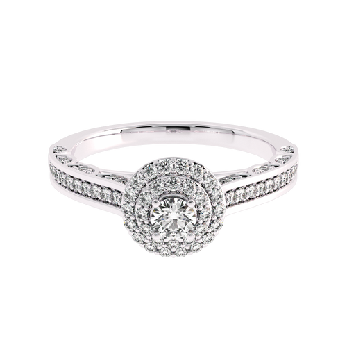 1 CT Round Lab Created Diamond Split Shank Halo Engagement Ring
