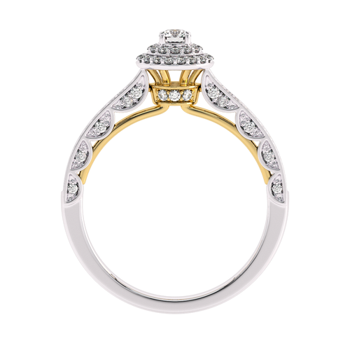 1/2 CT Round Lab Created Diamond Double Halo Engagement Ring