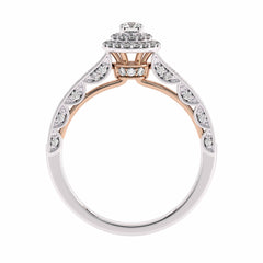1/2 CT Round Diamond Double Halo Engagement Ring