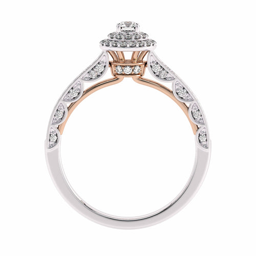 1/2 CT Round Diamond Double Halo Engagement Ring