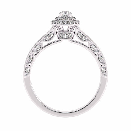 1/2 CT Round Diamond Double Halo Engagement Ring