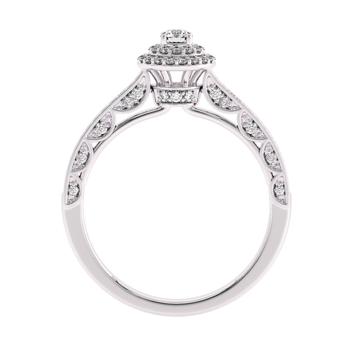 1/2 CT Round Lab Created Diamond Double Halo Engagement Ring