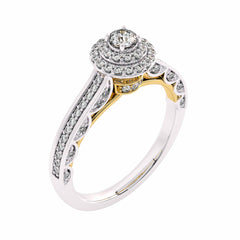 1/2 CT Round Diamond Double Halo Engagement Ring