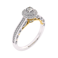 1 CT Round Lab Created Diamond Split Shank Halo Engagement Ring