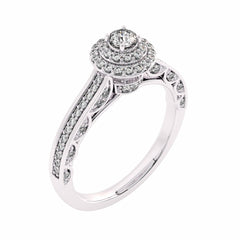 1/2 CT Round Diamond Double Halo Engagement Ring