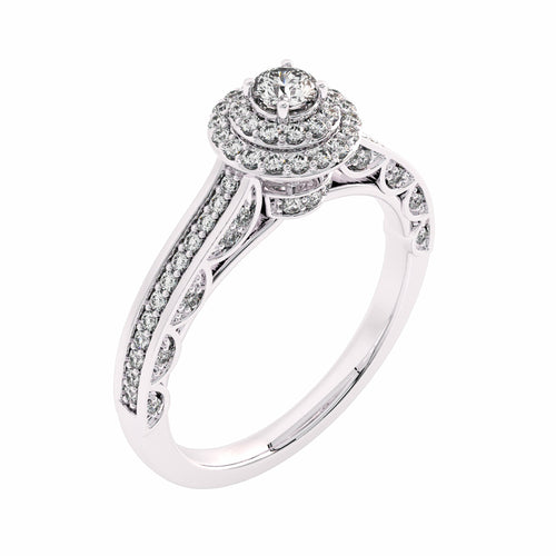 1/2 CT Round Diamond Double Halo Engagement Ring