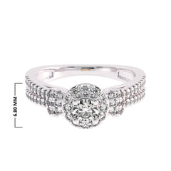 1/2 CT. Round Lab Created Diamond Studded Halo Engagement Ring with Split Shank
