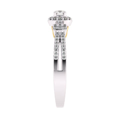 1/2 CT. Round Lab Created Diamond Studded Halo Engagement Ring with Split Shank