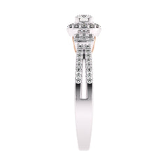 1/2 CT. Round Lab Created Diamond Studded Halo Engagement Ring with Split Shank