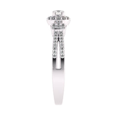 1/2 CT. Round Lab Created Diamond Studded Halo Engagement Ring with Split Shank