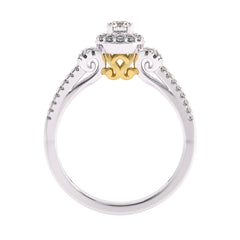1/2 CT. Round Lab Created Diamond Studded Halo Engagement Ring with Split Shank