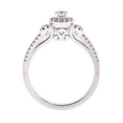1/2 CT. Round Lab Created Diamond Studded Halo Engagement Ring with Split Shank