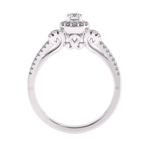 1/2 CT. Round Lab Created Diamond Studded Halo Engagement Ring with Split Shank