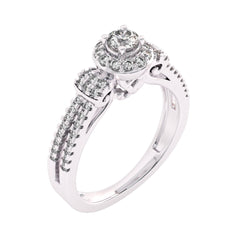 1/2 CT. Round Lab Created Diamond Studded Halo Engagement Ring with Split Shank