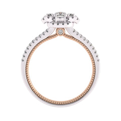 1/2 CT.  Three Stone Style Two Tone Lab Created Diamond Engagement Ring
