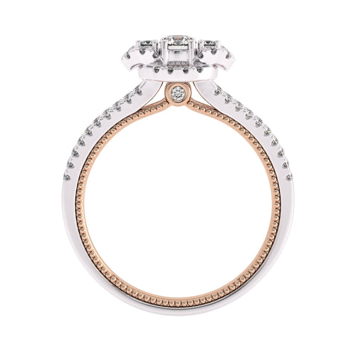 1/2 CT.  Three Stone Style Two Tone Lab Created Diamond Engagement Ring