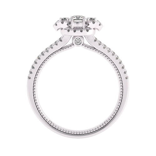 1/2 CT.  Three Stone Style Two Tone Lab Created Diamond Engagement Ring