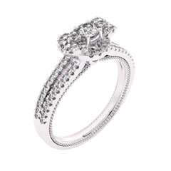 1/2 CT.  Three Stone Style Two Tone Lab Created Diamond Engagement Ring