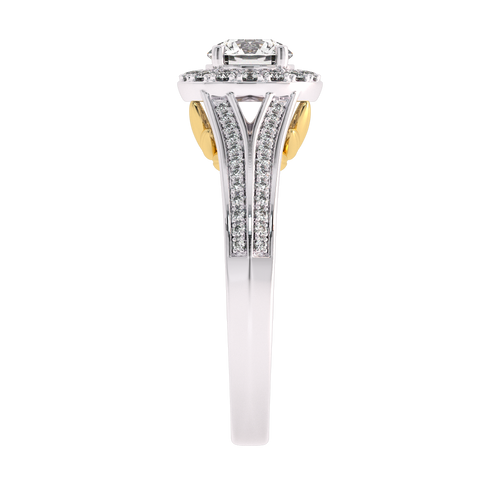 7/8 CT. Lab Created Round Diamond Studded Halo Engagement Ring with Split Shank