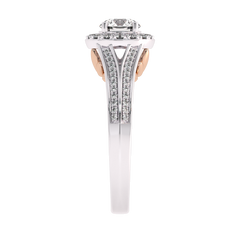 7/8 CT. Lab Created Round Diamond Studded Halo Engagement Ring with Split Shank